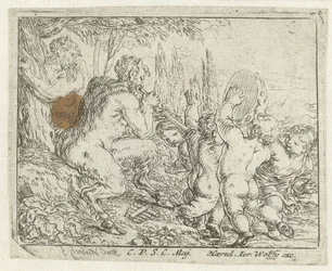 Satyres jouant de la musique et enfants dansant