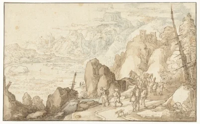 Paysage avec voyageurs