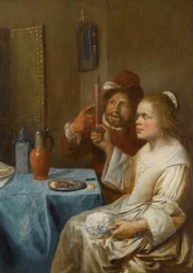 Un couple buvant du vin