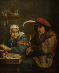 Intérieur avec une vieille femme et un homme en train de faire une saignée (Allégorie du sens du toucher)