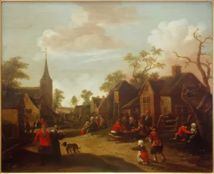 Rue de village animée