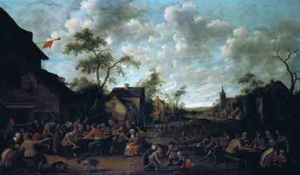 Paysans festoyant dans un village, 1661