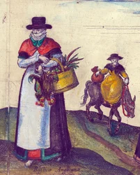 Paysans allant au marché, 1598 (détail)