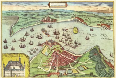 Elsinore, Danemark, de Civitates Orbis Terrarum par Georg Braun (1541-1622) et Frans Hogenburg (1535-90), c.1572