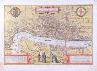 Carte de Londres, de Civitates Orbis Terrarum, par Georg Braun et Frans Hogenburg, vers 1572