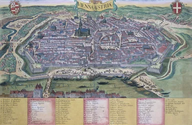 Carte de Vienne, tirée de «Civitates Orbis Terrarum» de Georg Braun (1541-1622) et Frans Hogenberg (1535-90), vers 1572-1617