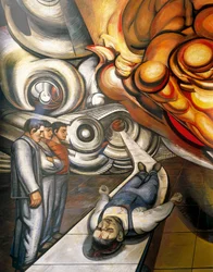 Monde ouvrier, victime du capitalisme, Hôpital de la Raza, détail du plafond de l