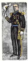 La Révolution mexicaine (1910-1920) : Porfirio Diaz (1828-1915), président de la République du Mexique. Xylographie de Jose Guadalupe Posada (1852-1913).
