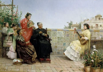 Visite du prêtre, 19e siècle (peinture à l