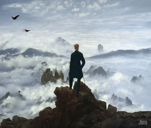 JJM recrée Friedrich-C-D: Le voyageur au-dessus de la mer de brouillard (Panorama)