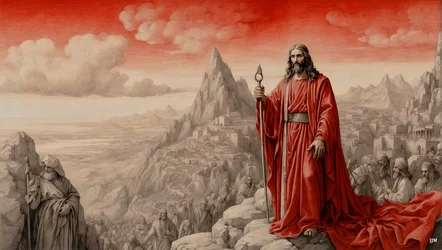 Jésus montré par le diable tous les royaumes du monde sur une montagne - Adore-moi