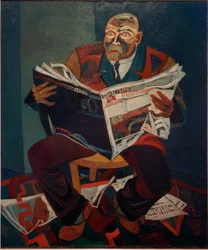 Homme lisant le journal