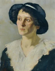 Dame au chapeau noir
