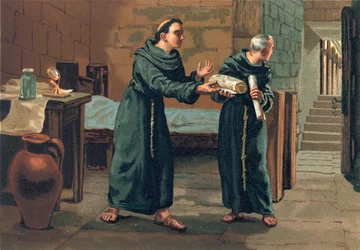 Roger Bacon envoyant son Magnum Opus au Pape