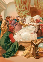 Le malade Copernic recevant le premier exemplaire de son livre sur les révolutions des sphères célestes