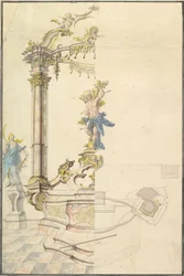 Conception pour un retable avec une figure de Saint Sébastien