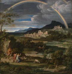Paysage héroïque avec arc-en-ciel
