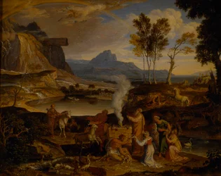 Paysage avec le sacrifice de Noé après le Déluge