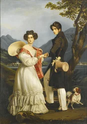Le duc Maximilien-Joseph en Bavière et Ludovica de Bavière au château de Tegernsee