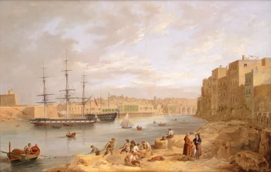 H.M.S. Champion mouillé au large de Port St. Angelo, Malte