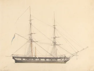 Brig simple avec Union Jack et trois figures