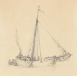 Ketch simple, proue en avant ; Barque derrière