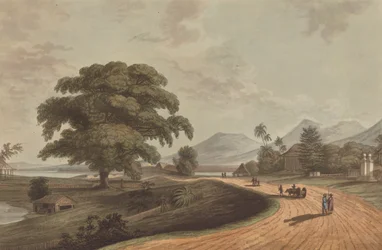 Fort Marlborough depuis Old Bencoolen, Sumatra, 1799