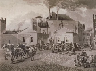 Brasserie Meux, Tottenham Court Road, Londres, vers 1830