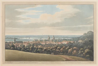 Vue de Greenwich et en aval de la rivière, 1795 (aquatinte)
