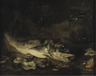 Nature morte au poisson et aux oranges