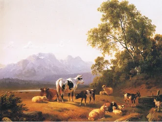 Un paysage pastoral néerlandais, source de magazine ou de livre inconnue