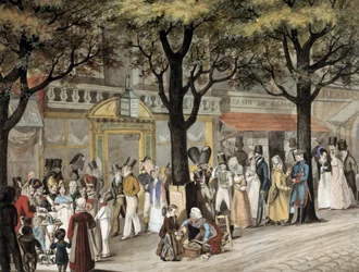 Promenade sur un boulevard à Paris en 1819