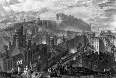 Édimbourg depuis Calton Hill, gravé par George Cooke, 1820