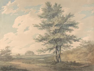 Paysage avec des arbres et des figures