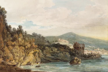 La côte sous Vietri, Salerne au loin, le château vu au-dessus de la Torre Crestarella
