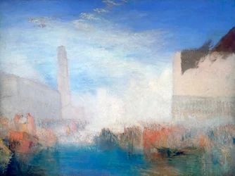 Venise, la Piazzetta avec la cérémonie du Doge épousant la mer, vers 1835