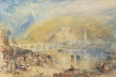 Vue de Heidelberg avec un arc-en-ciel