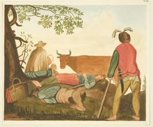 Guy, comte de Warwick, et la vache Dun, copies de la peinture originale à l