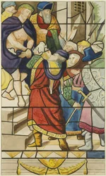 Vitrail dans St Mark - scène de la Passion du Christ