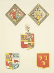 Trois boucliers et deux écussons à St James