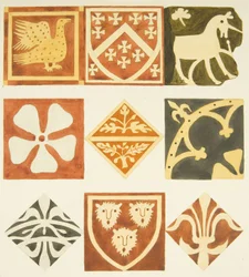 Carreaux dans la salle de la sacristie et diverses parties du sol de la Cathédrale de Bristol