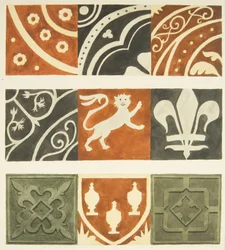 Carreaux dans la salle de la sacristie et diverses parties du sol de la Cathédrale de Bristol