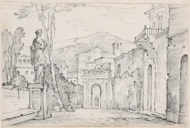 Une rue romaine avec Monte Cavo au loin