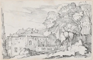 Maisons et un jardin sur une colline en Italie