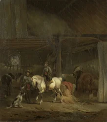 Écurie, vers 1830-1840 (huile sur panneau)