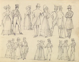 Hommes et femmes à la mode conversant