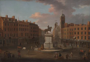 Charing Cross, avec la statue du roi Charles Ier et Northumberland House