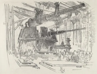 Installation de canons dans des tourelles, 1916