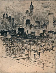 New York depuis le pont de Brooklyn, vers 1908