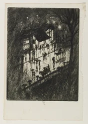 Nuit pluvieuse, magasins de Charing Cross, 1903